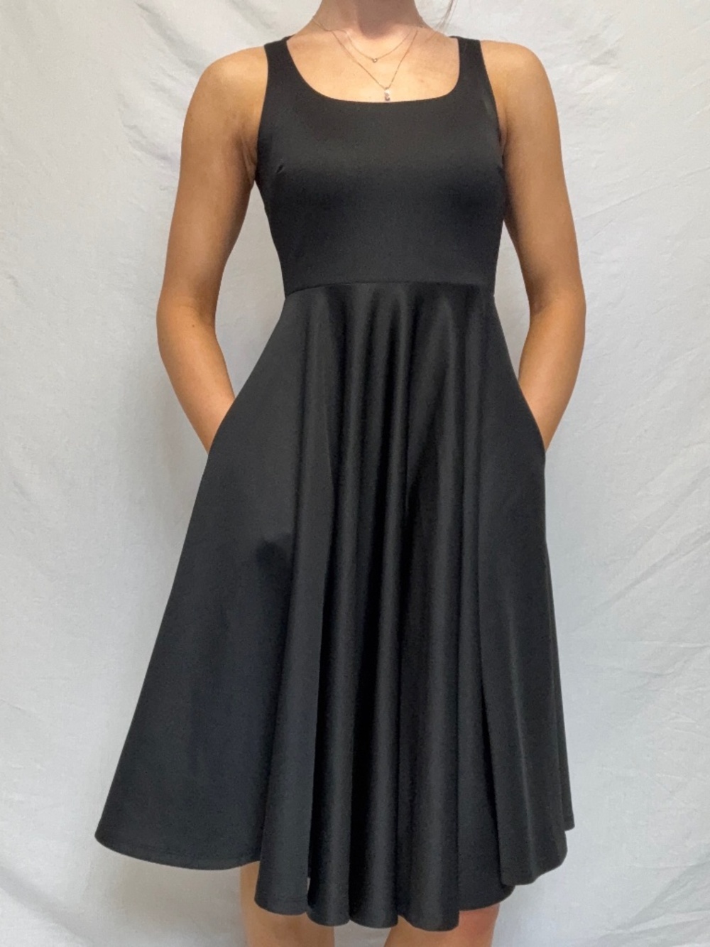 Lulus black midi dress with pockets